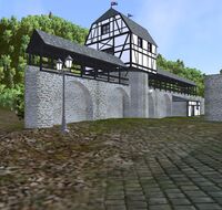 Sanpshot Stadtmauer und Wald in Oberusel aus dem virtuellen Stadtrundgang